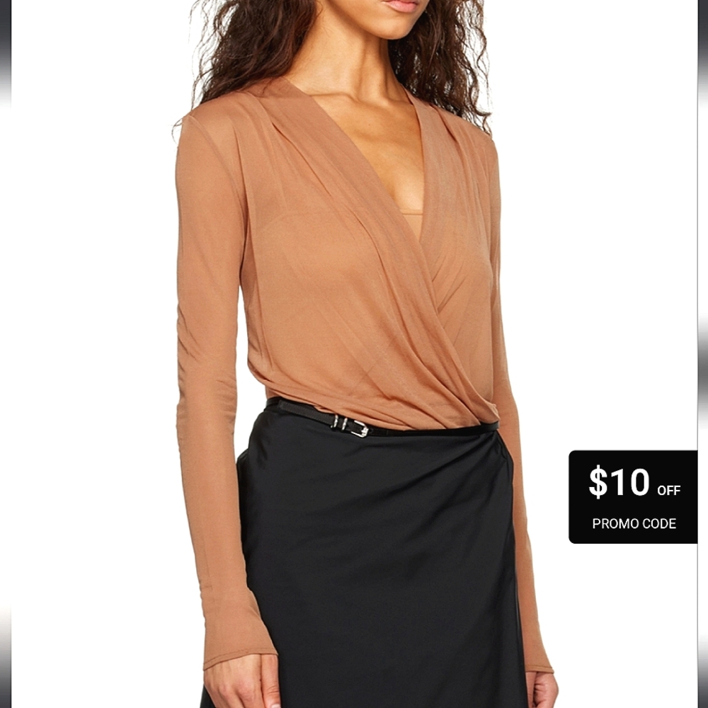 NWT$1,200 GIVENCHY Semi-Sheer Draped Knit Wrap Blouse Top Sz FR 44, US XXL